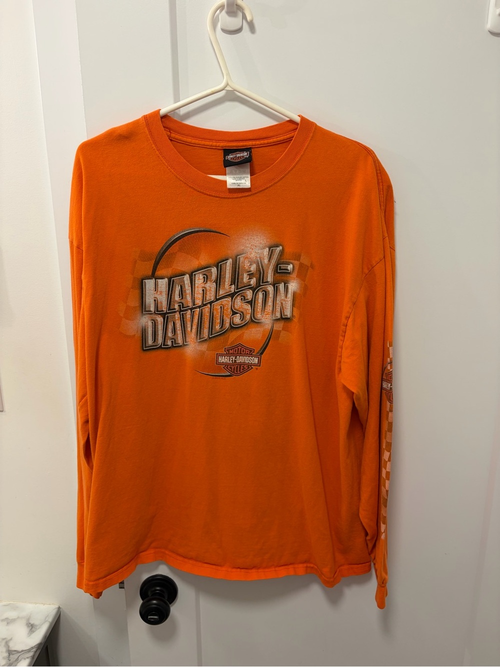 Vintage Harley-Davidson Orange Long Sleeve Graphic Tee